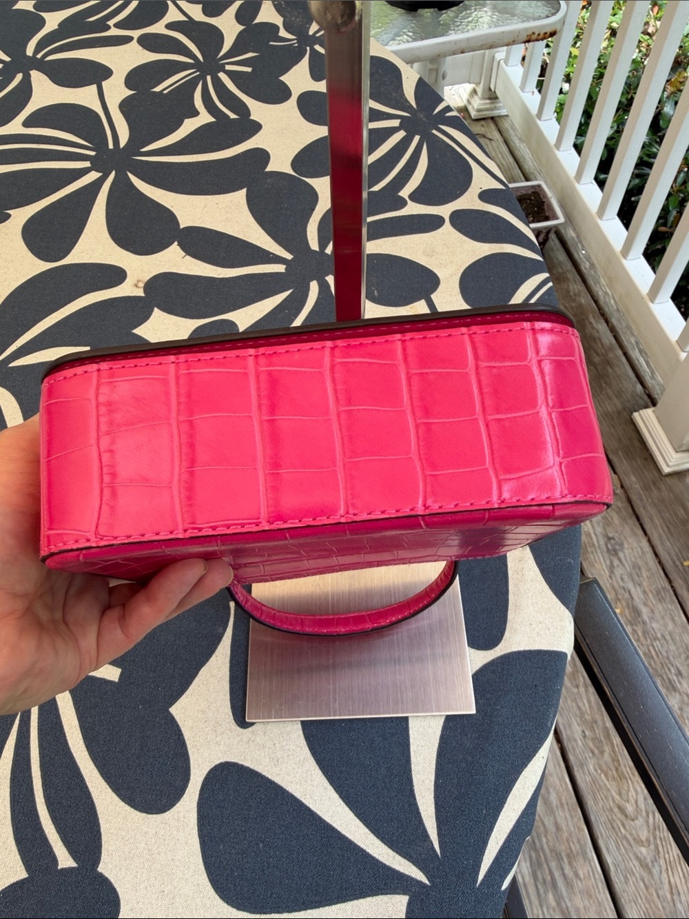 kate spade Hot Pink Croc-Embossed Mini Top-Handle Bag - Picture 8 of 17